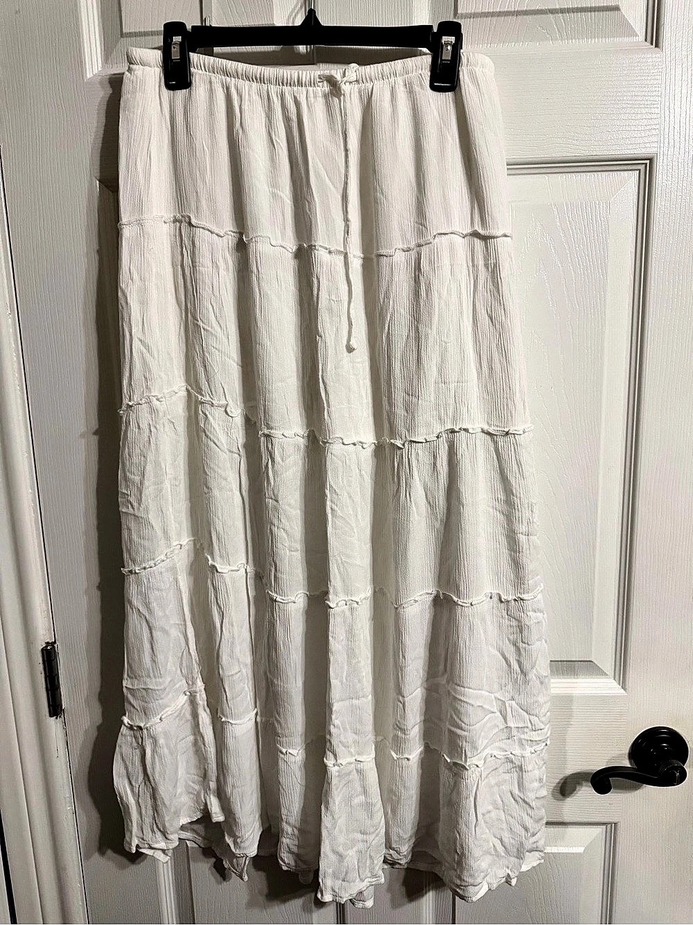 Garage Tiered Maxi Skirt in White Size Medium